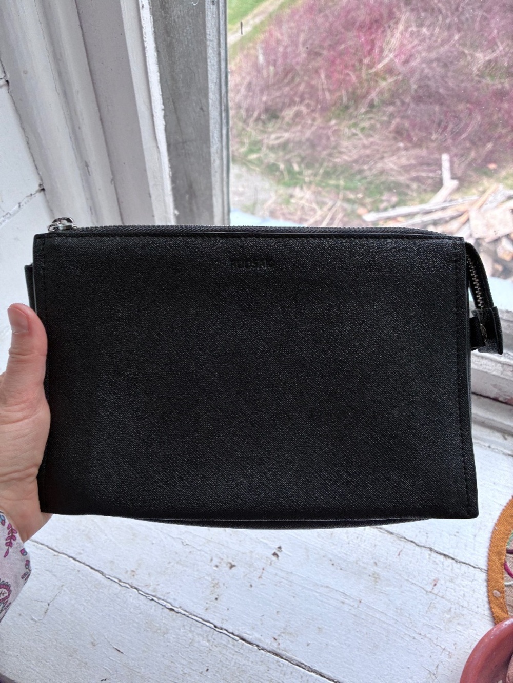 RUDSAK Black Saffiano Leather Clutch / Wallet – Excellent Condition
